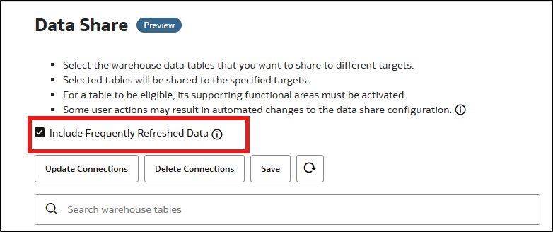Include frequently refreshed data in the share
