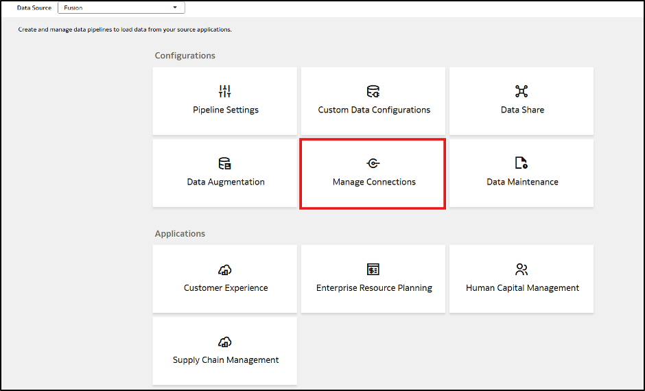 Open Manage Connections in the FDI Console