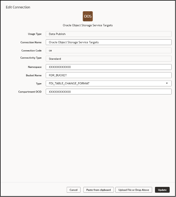 Configure the Object Storage target connection