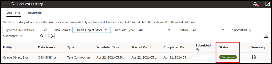 Verify that the connection test completed successfully