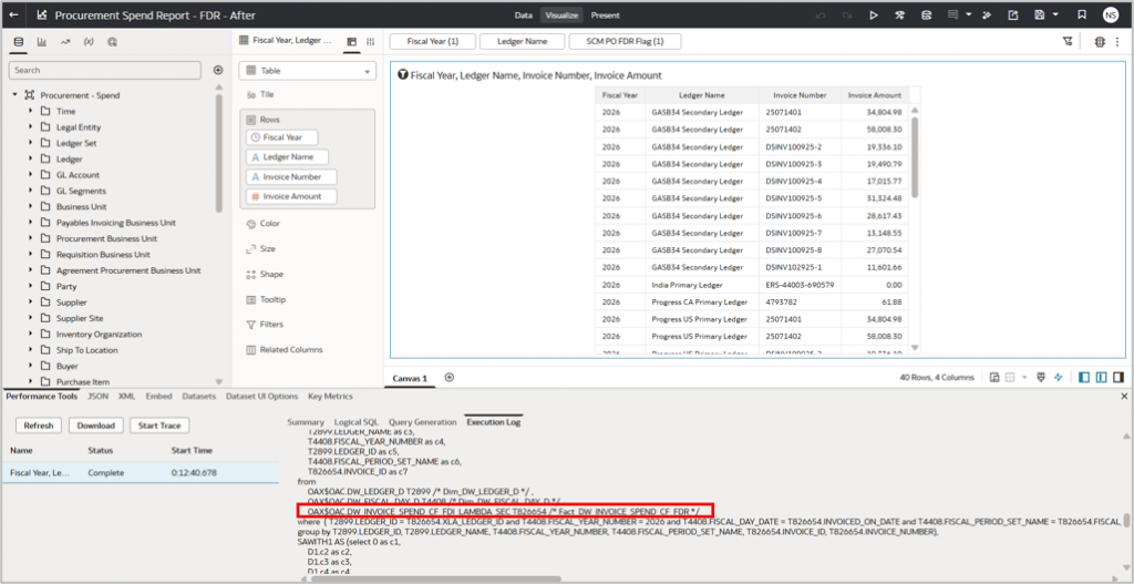 Underlying report query extracting data from Lambda View