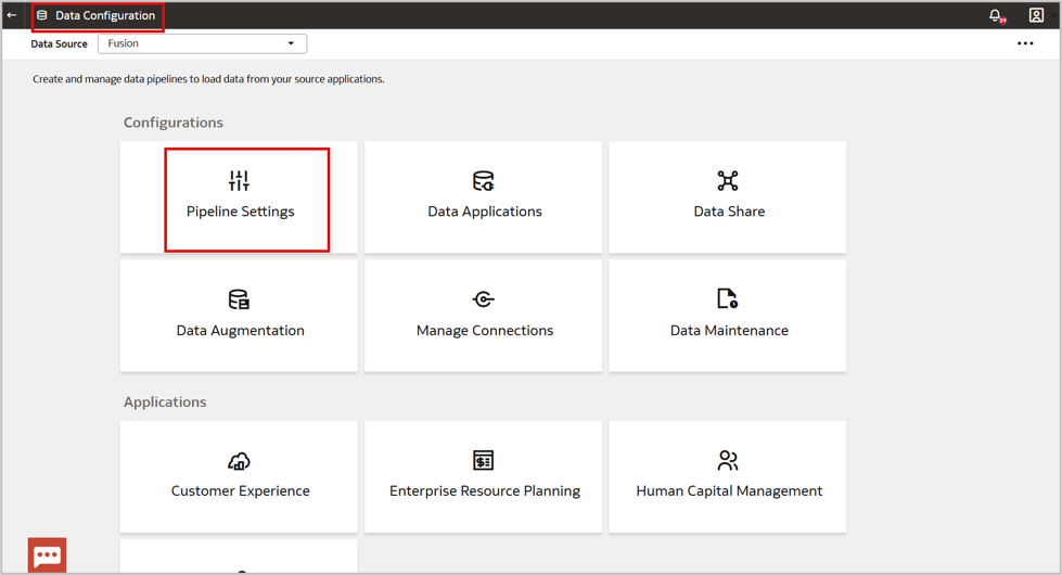 Navigate to Pipeline Settings to configure Frequent Data Refresh