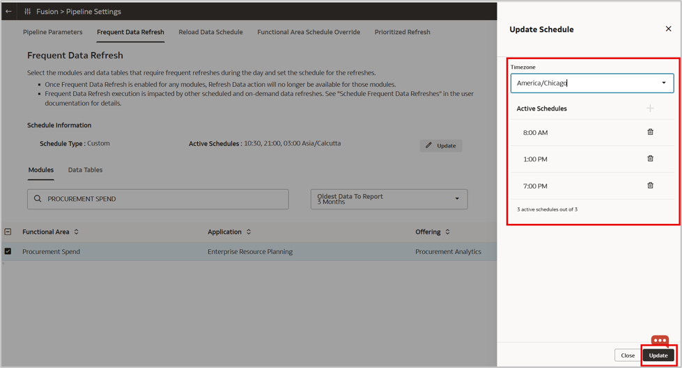 Frequent Data Refresh schedule configuration