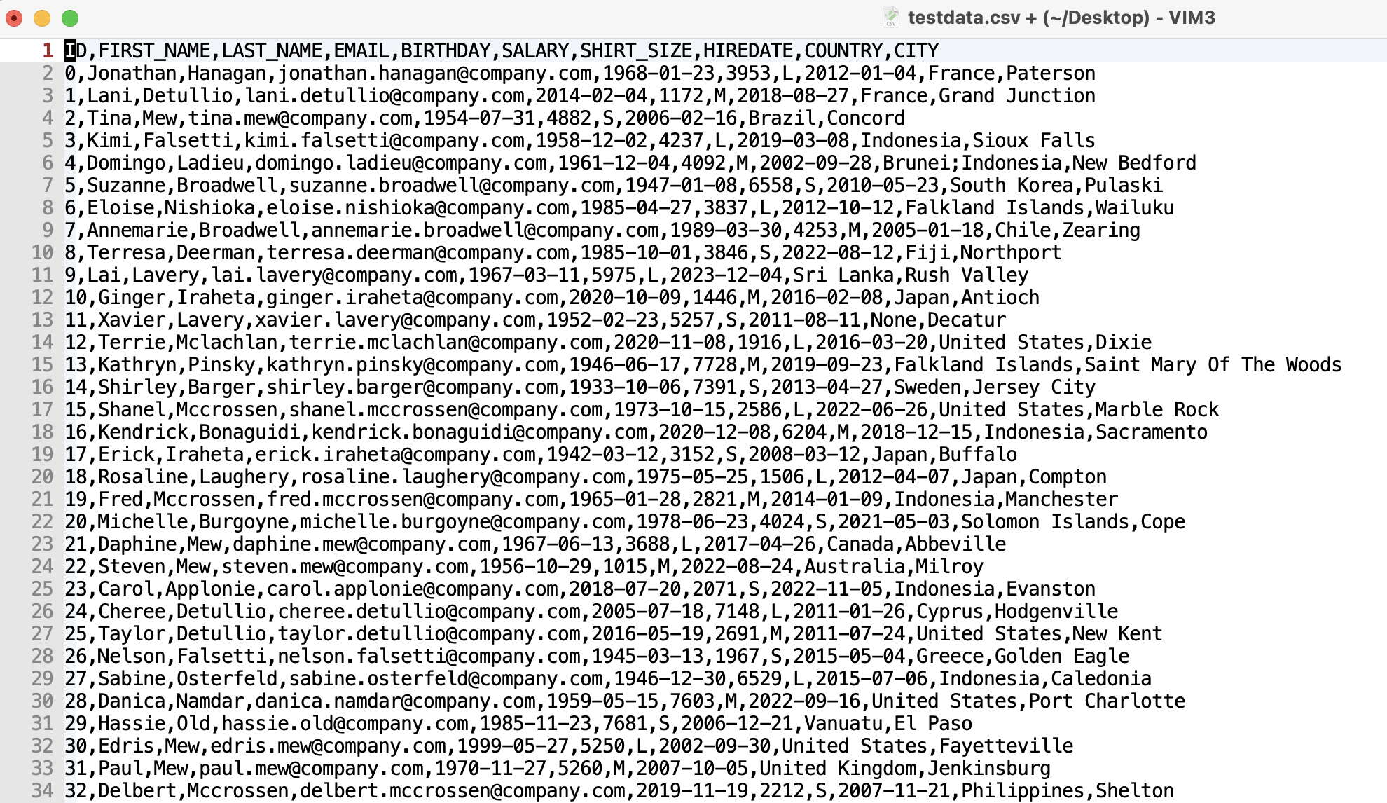 CSV File