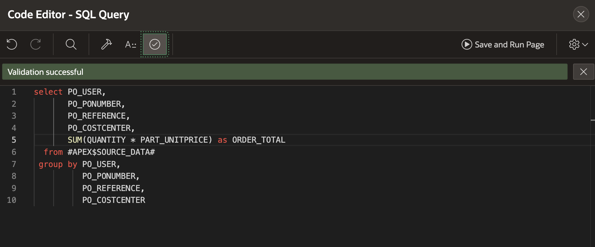 Editing the Post Processing SQL Query in Page Designer