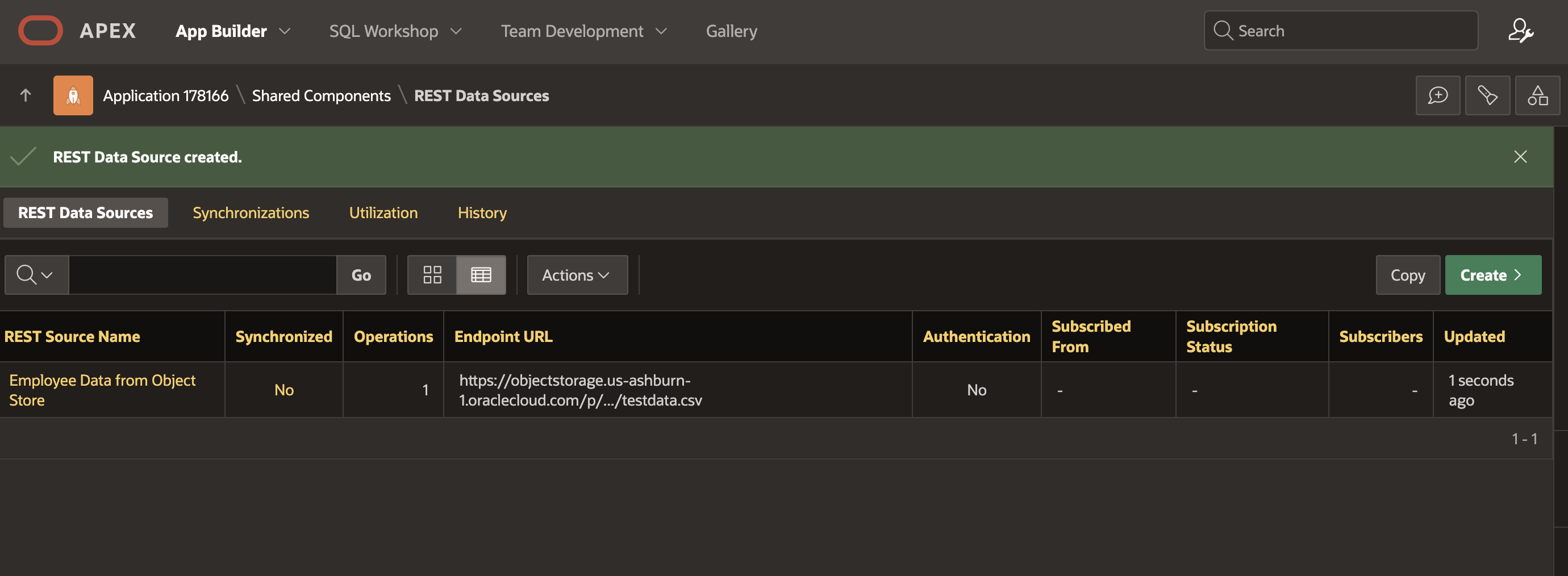 REST Data Source Created