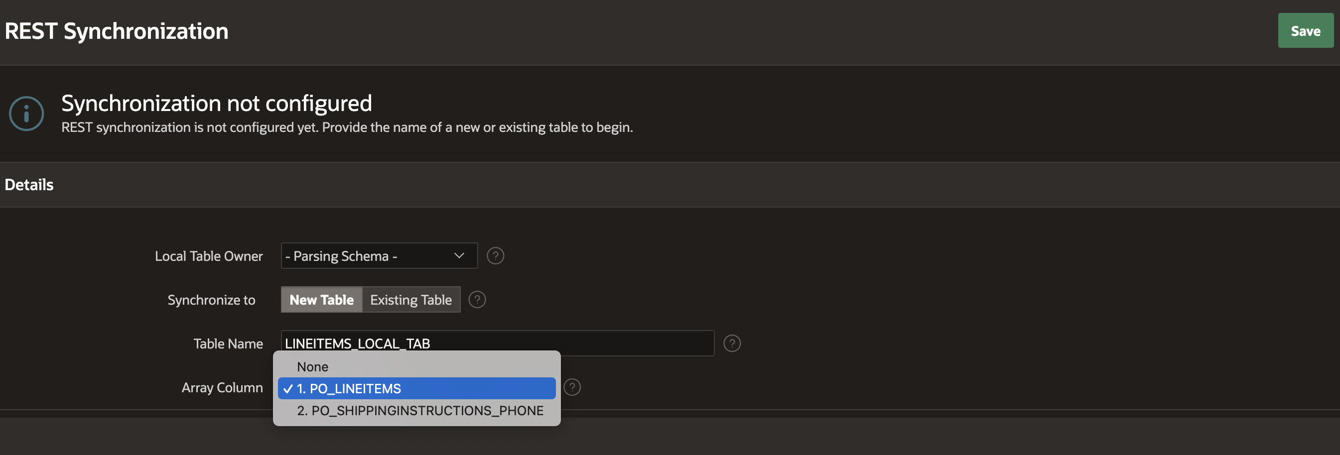 Create a REST Synchronization and configure the array column to synchronize.