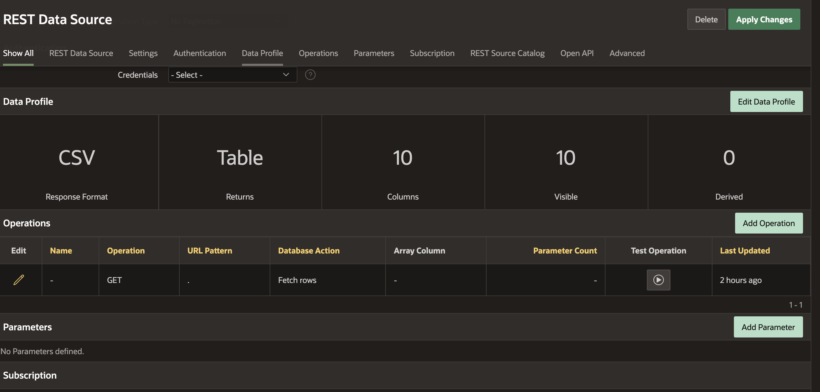 Edit REST Data Source