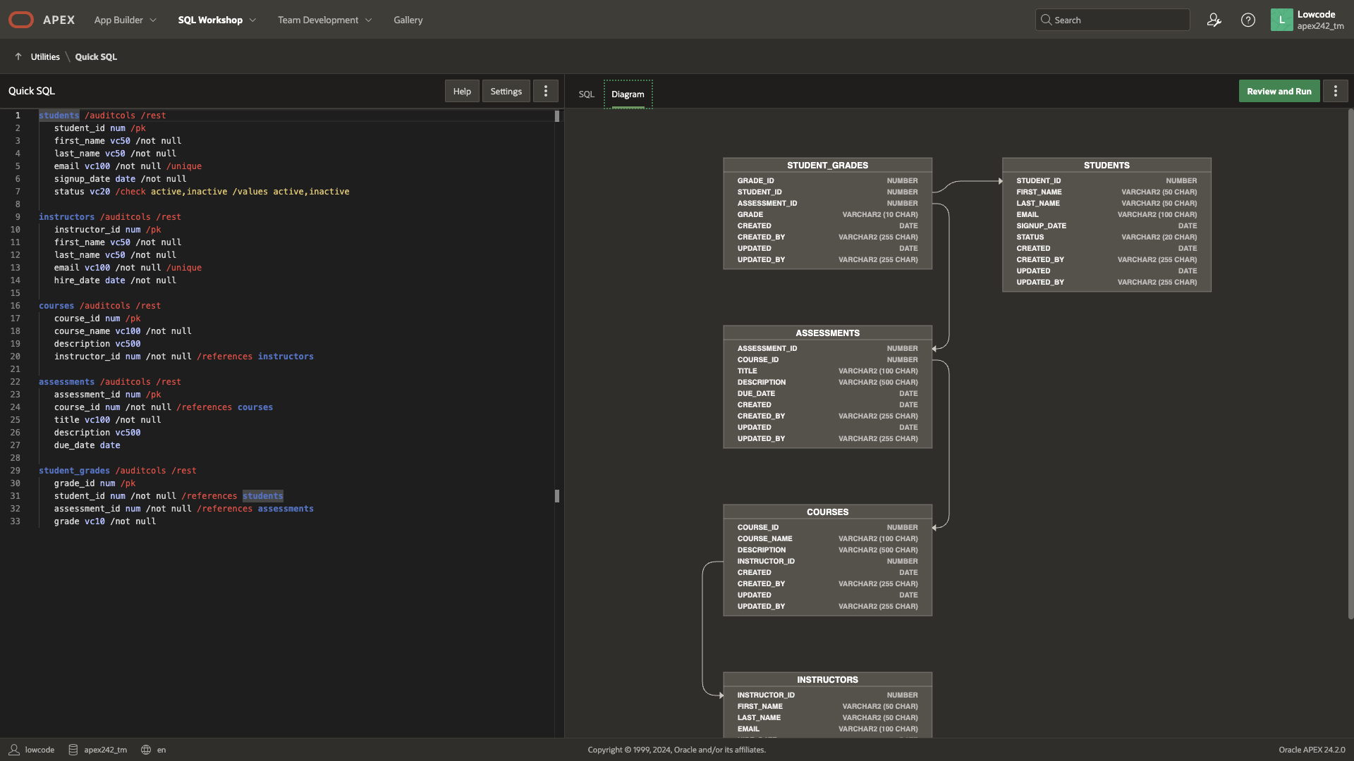 Fig. 11 - Quick SQL to Diagram