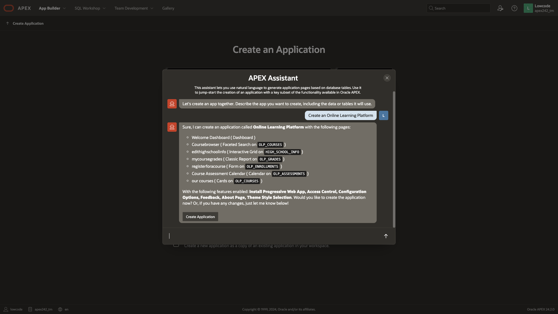 Fig. 12 - Create App using Generative AI