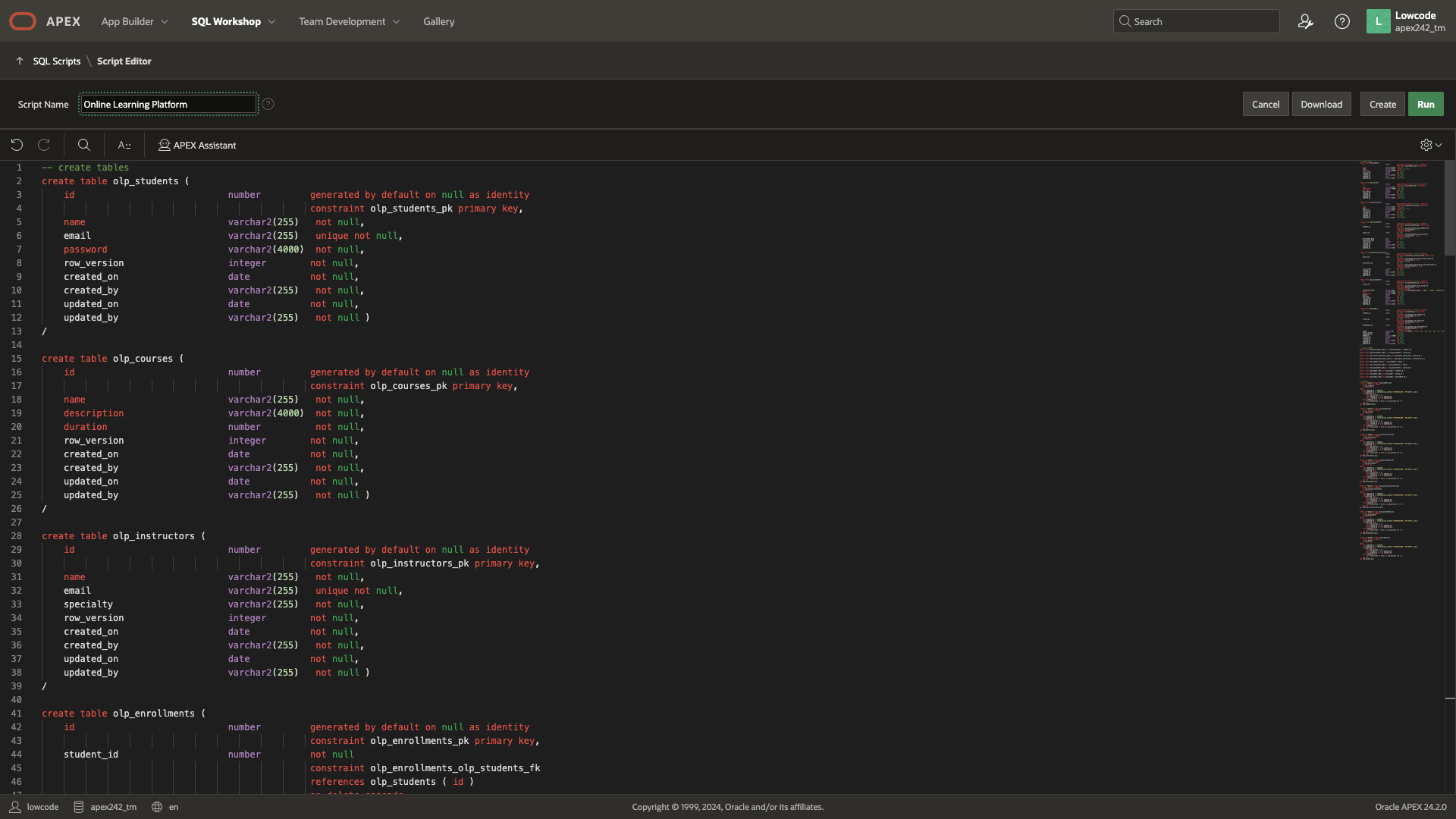 Fig. 7 - Review the script under SQL Scripts