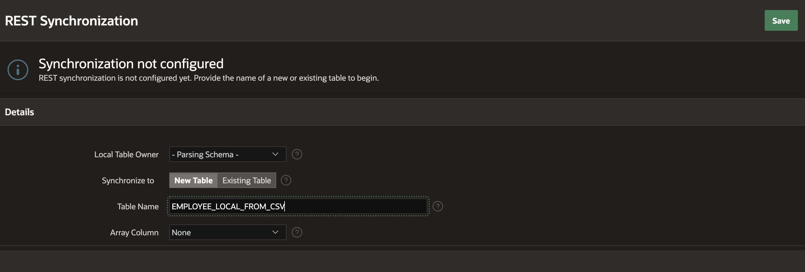 Configure Local Table