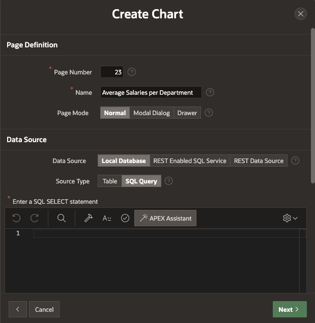 Create Chart wizard