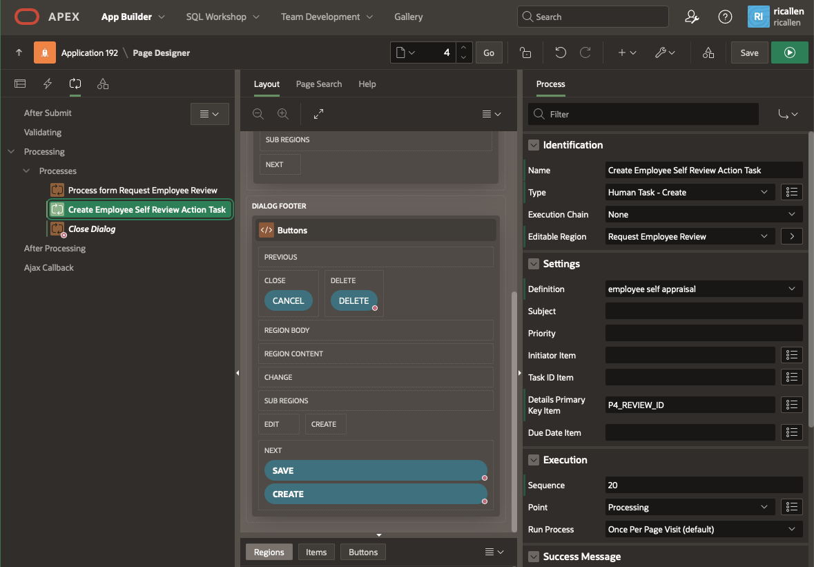 Request Review - Add Human Task - Create process
