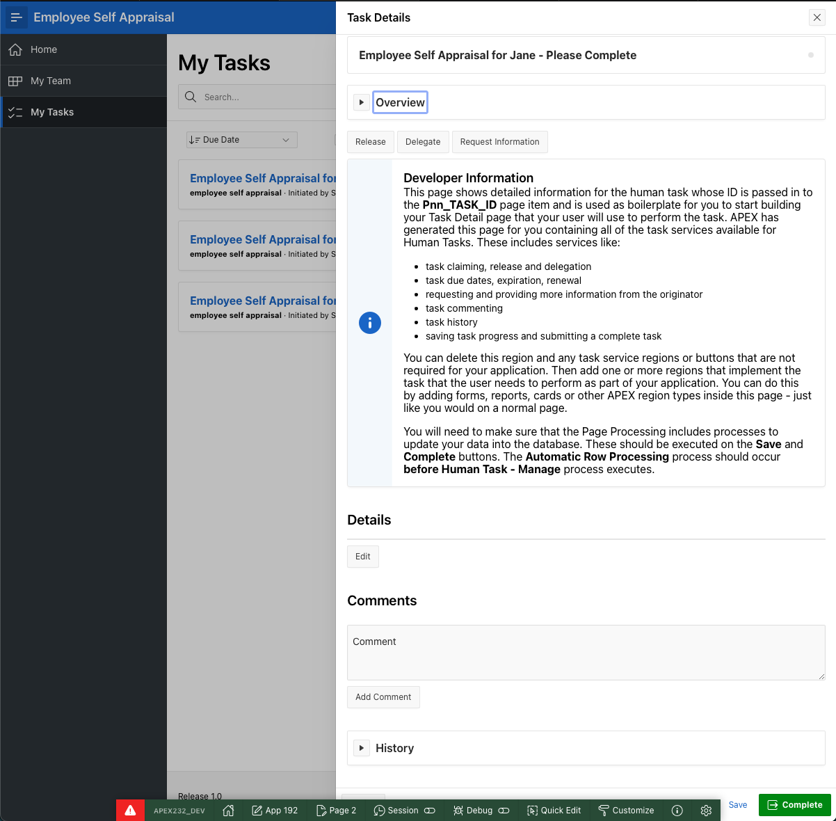 Default Generated Task Detail Page (runtime)