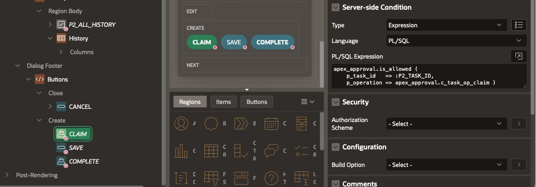 Server Side condition on the CLAIM Button