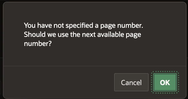 Screenshot showing dialog for Creating Task Details Page