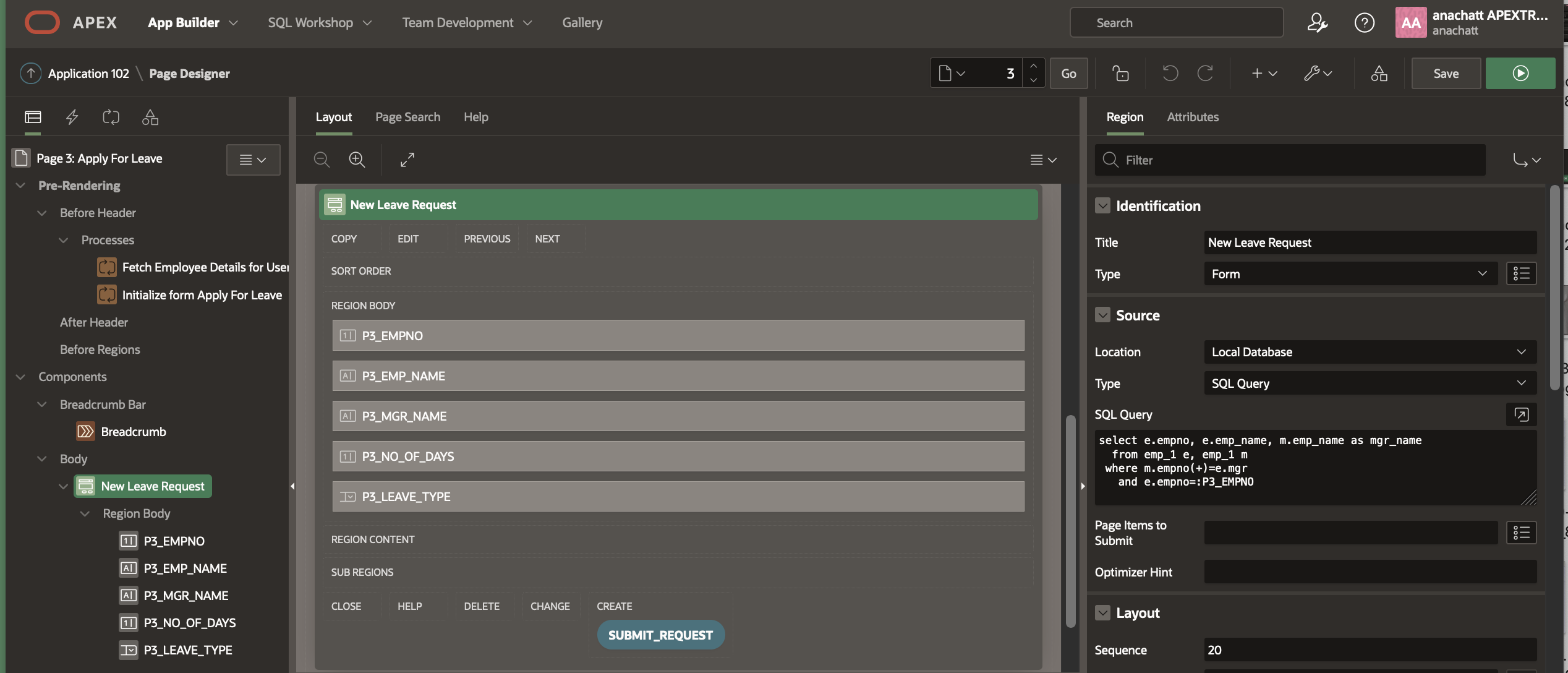 Screenshot to edit the Apply For Leave page