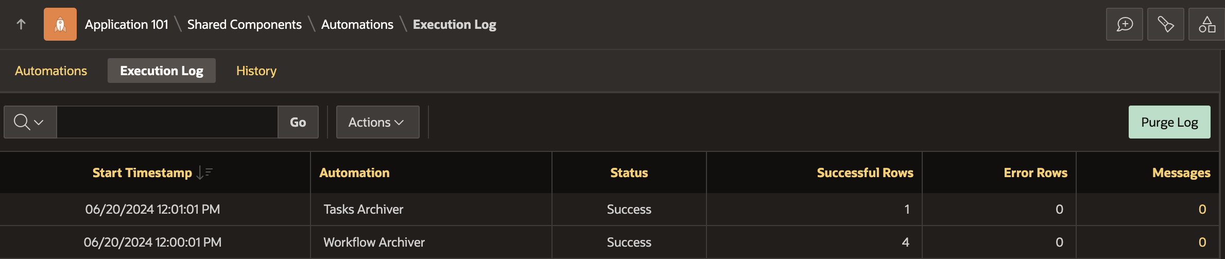 Automation Execution Logs