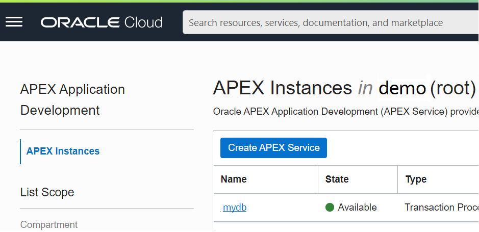 APEX list image