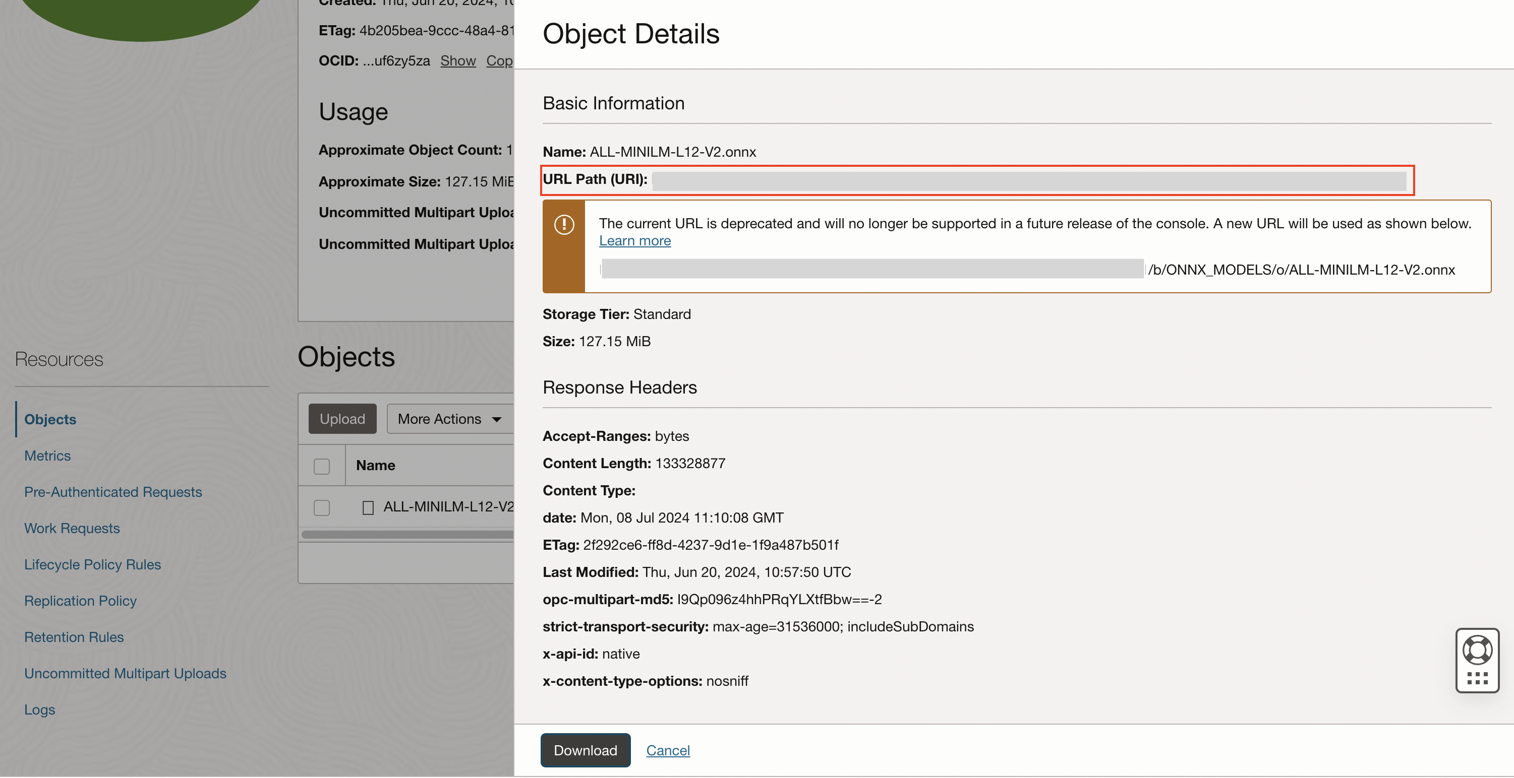 Copy the URL Path(URI) of the file uploaded