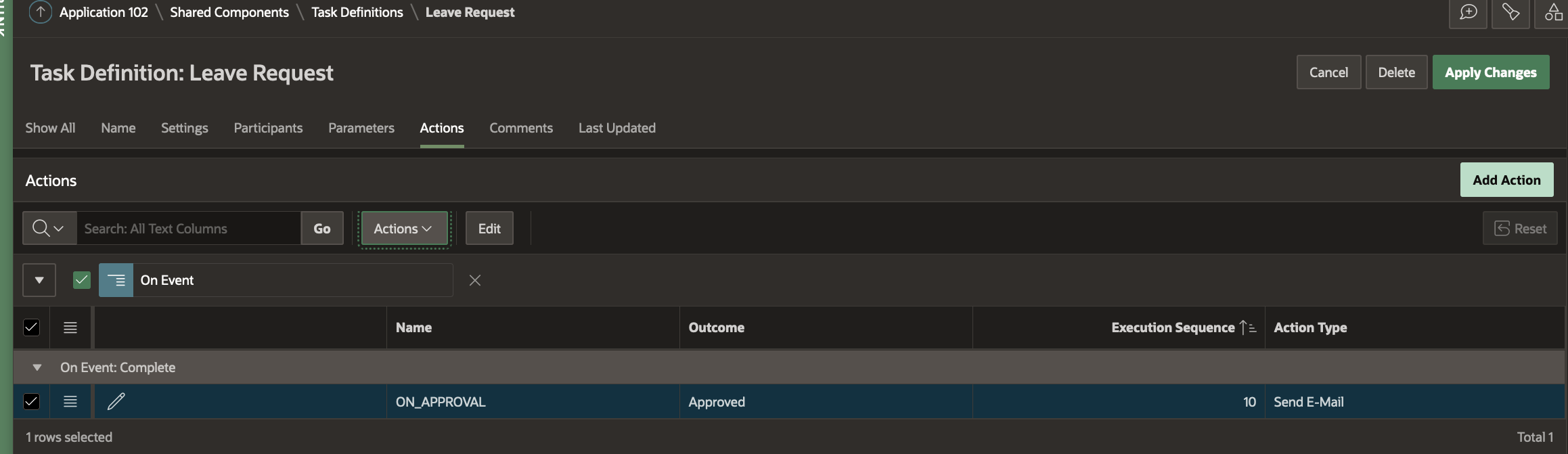 Add Task Action