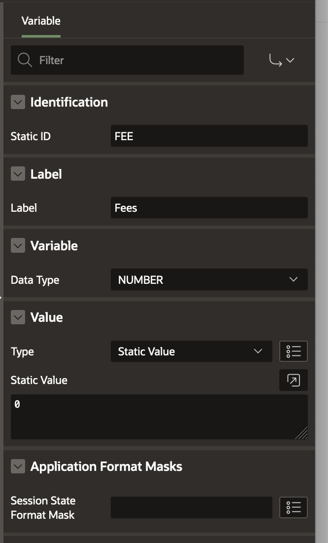 Fee Workflow Variable