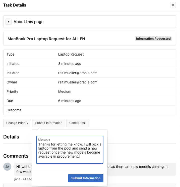 Submitting the requested information