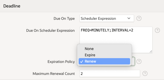 Expiration Policy options for a Task Deadline