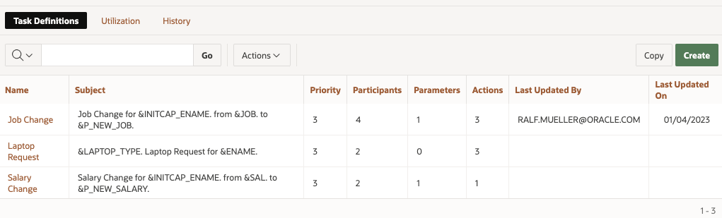 Copy button in Task Definitions