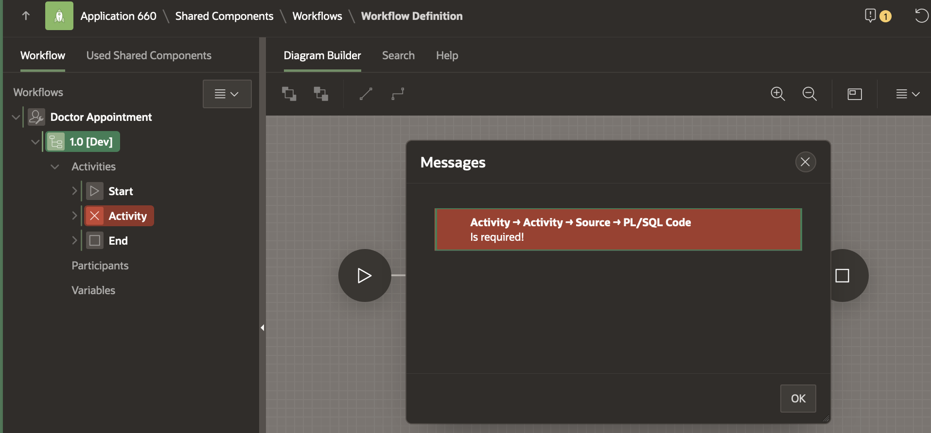 Validation Error in Activity