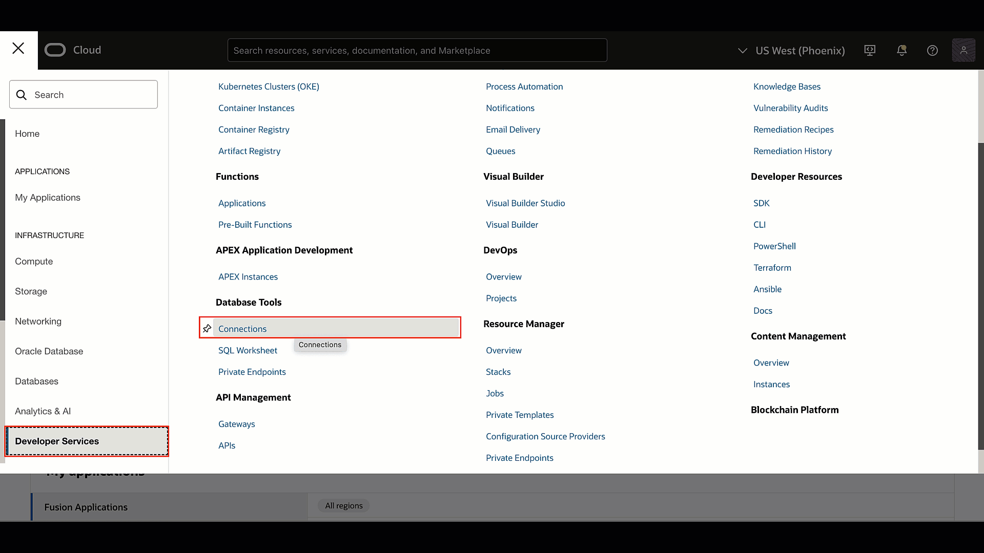 Steps to create a connection using DB tools Fusion Integration Wizard