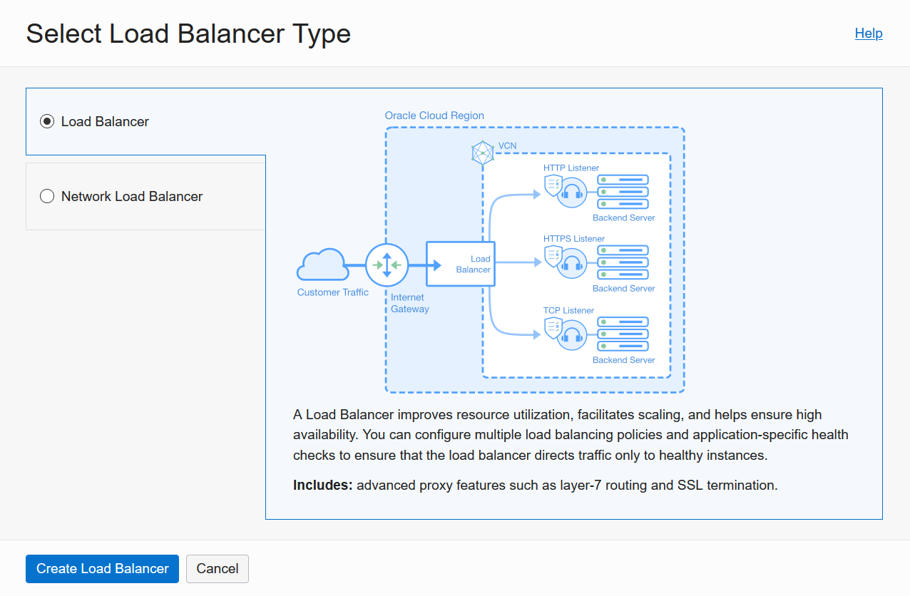 Load Balancer creation wizard screen 1