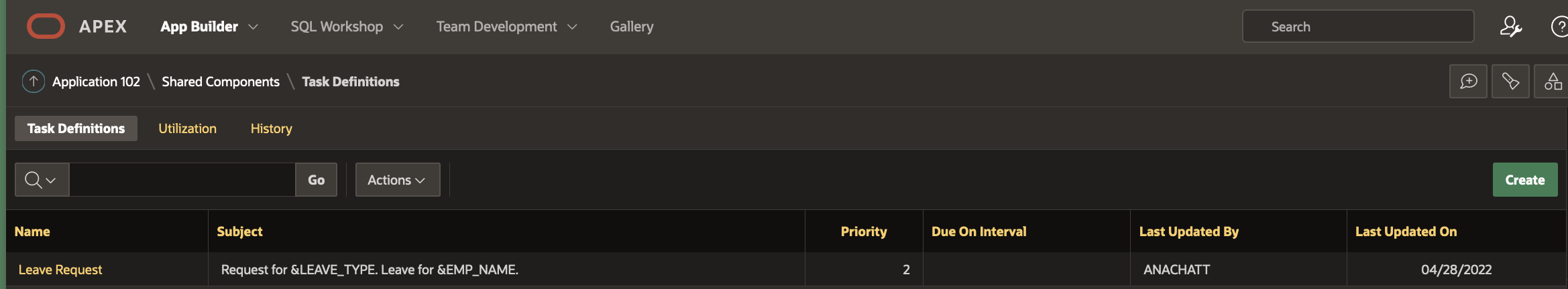 Leave Request Task Definition