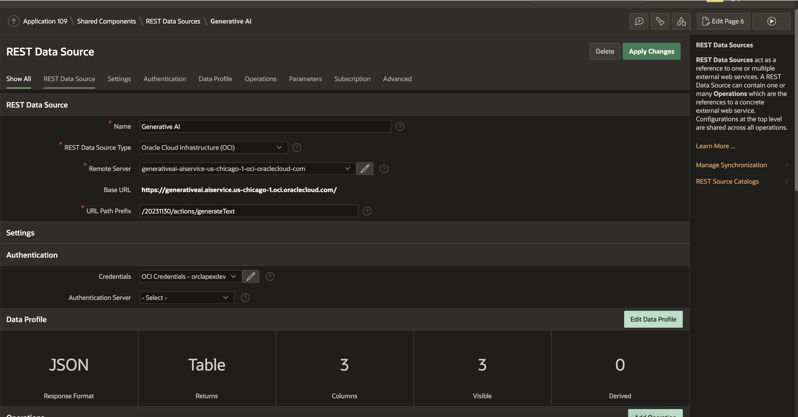 REST Data Source wizard