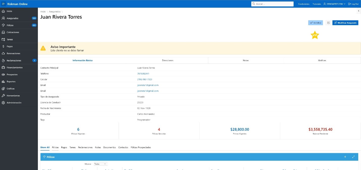 Figure 4 - Customer Page – Riskman Online – (Oracle APEX)