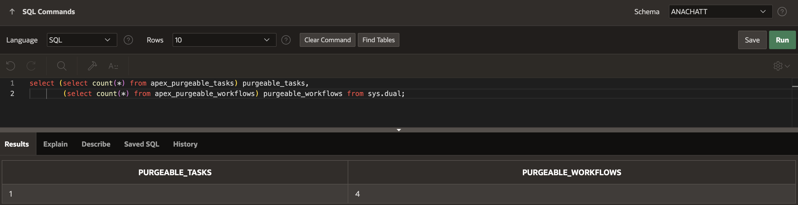 Count the number of purgeable workflows and tasks