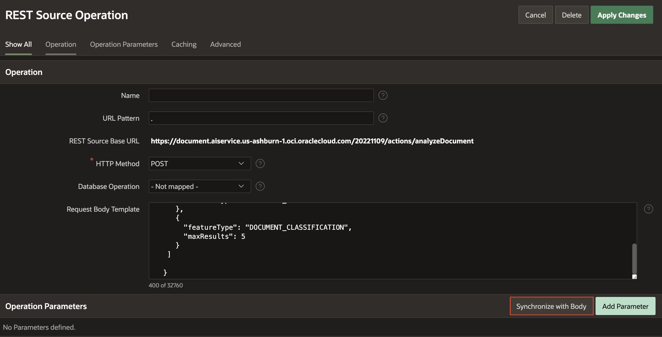 REST Source Operation Config