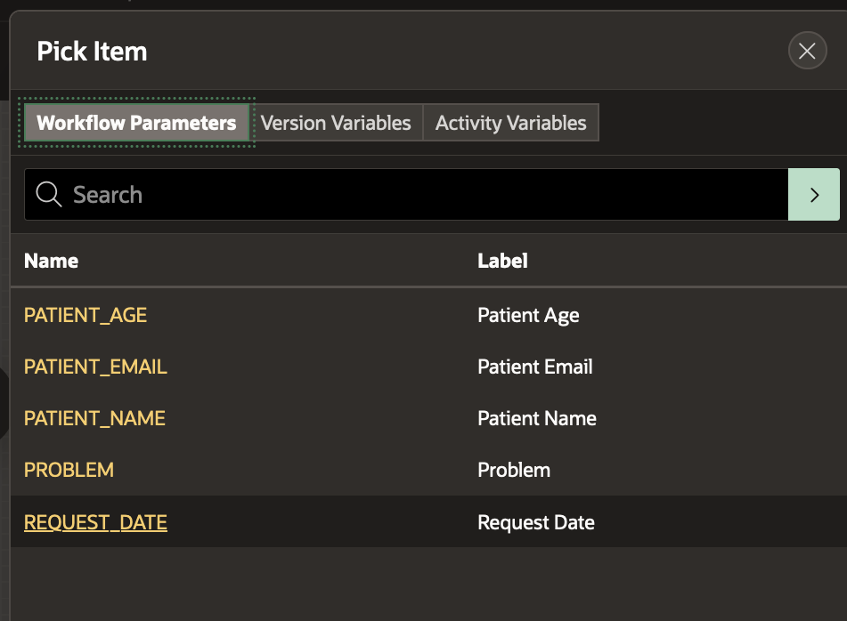 Request Date In Workflow Item Picker