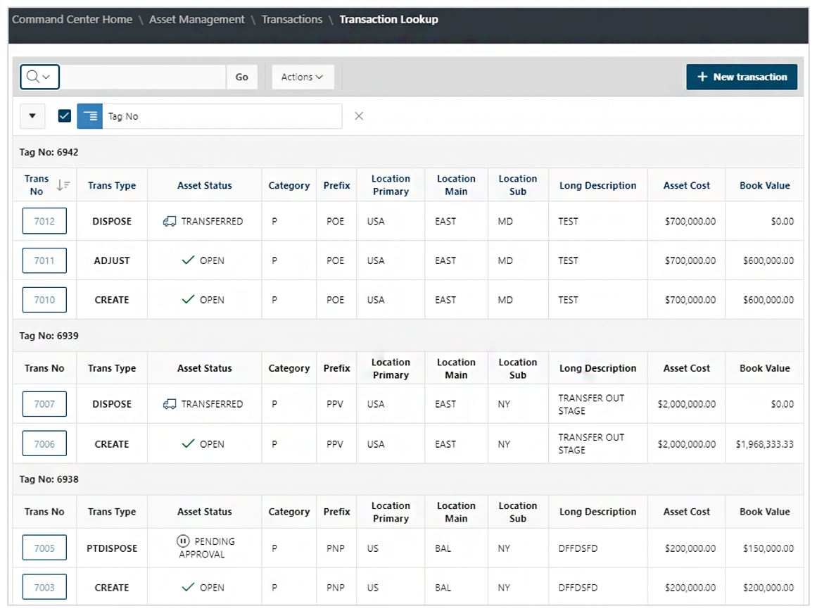 Figure 2:  The Asset Location Maintenance Screen within Savantage’s Asset Management Module Leverages