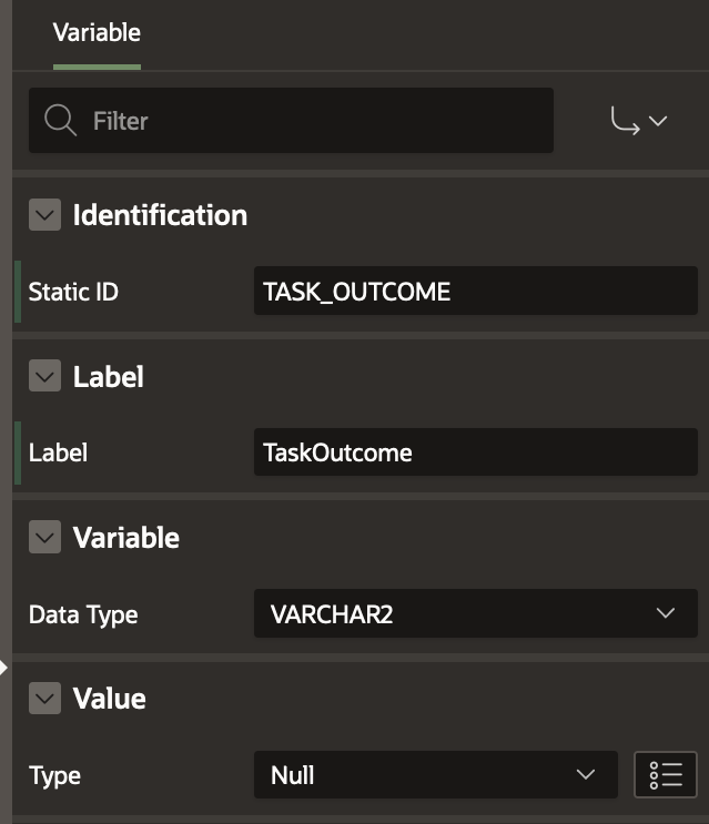 Task Outcome variable