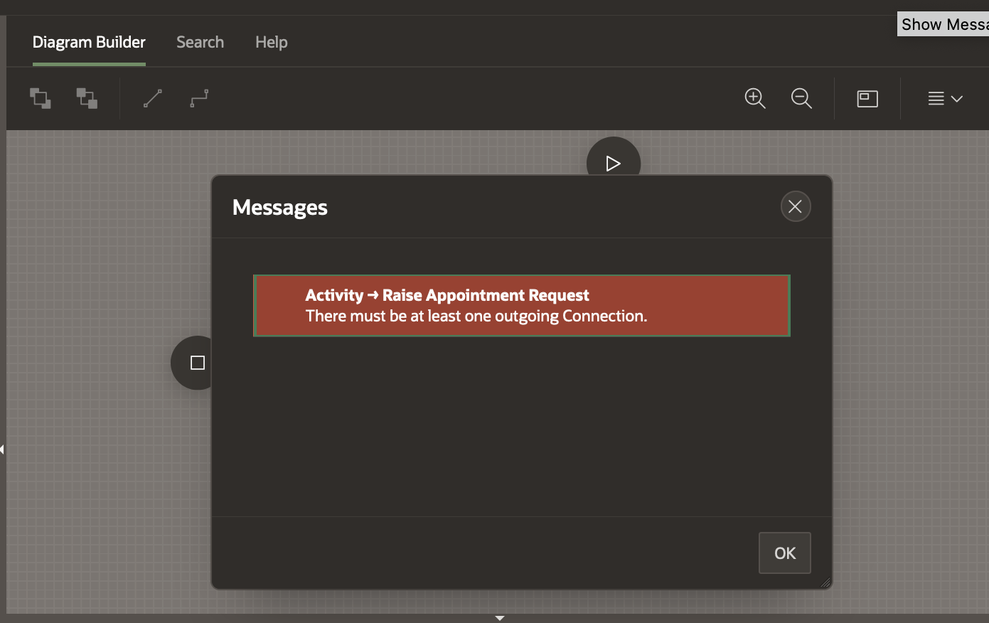 Validation Error for No Outgoing Connection