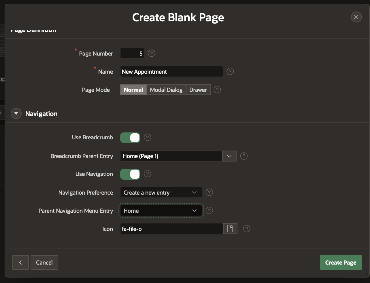 New Appointment Page Create