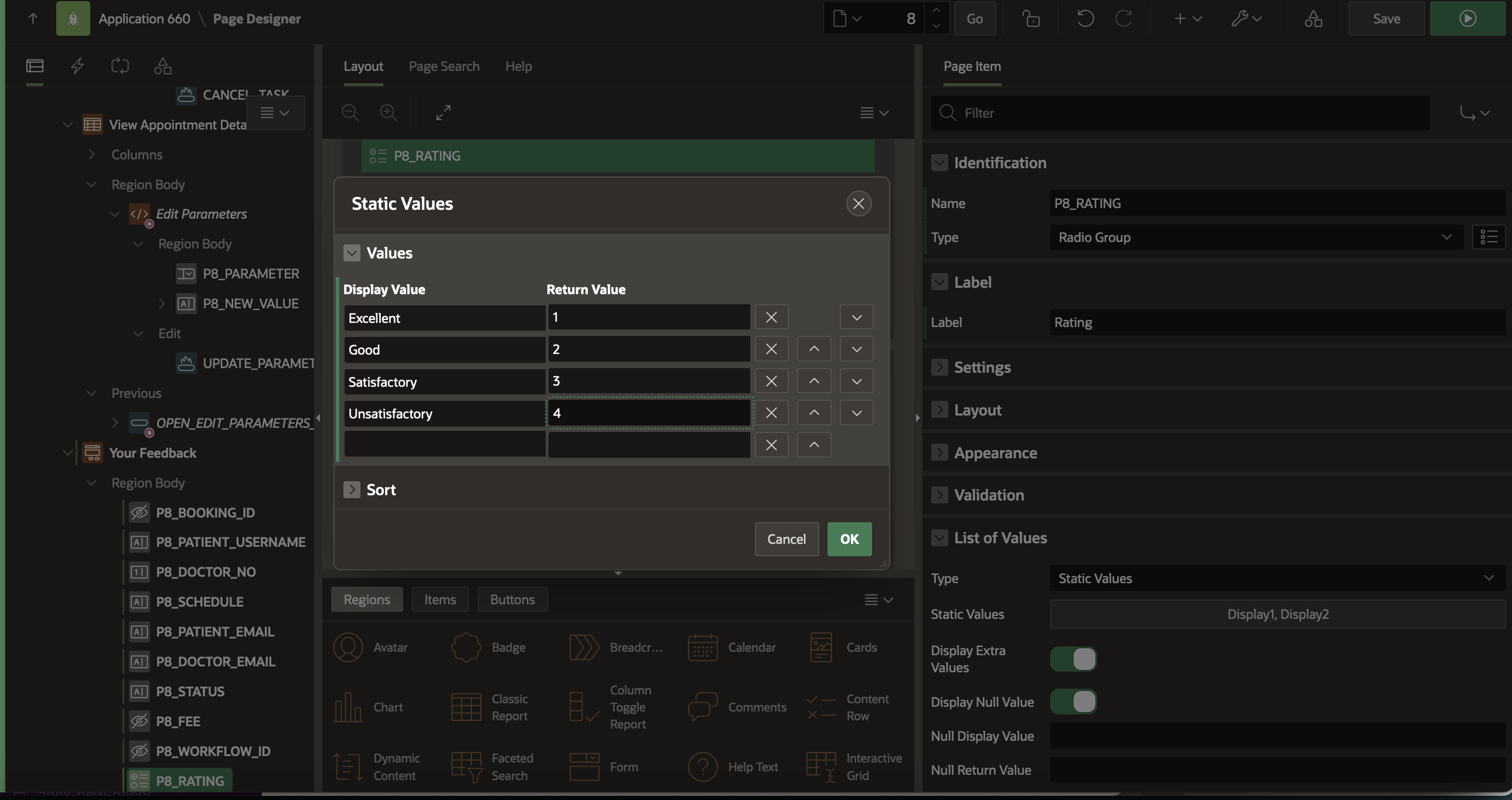 Feedback Rating Radio options