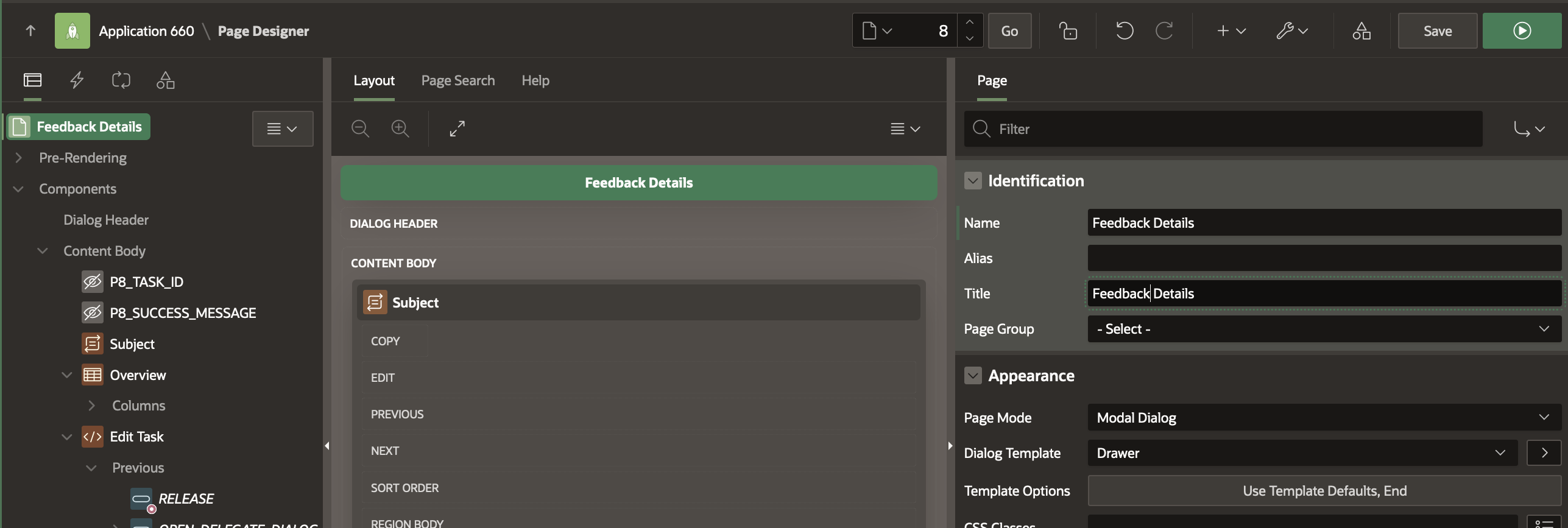 Feedback Details Page