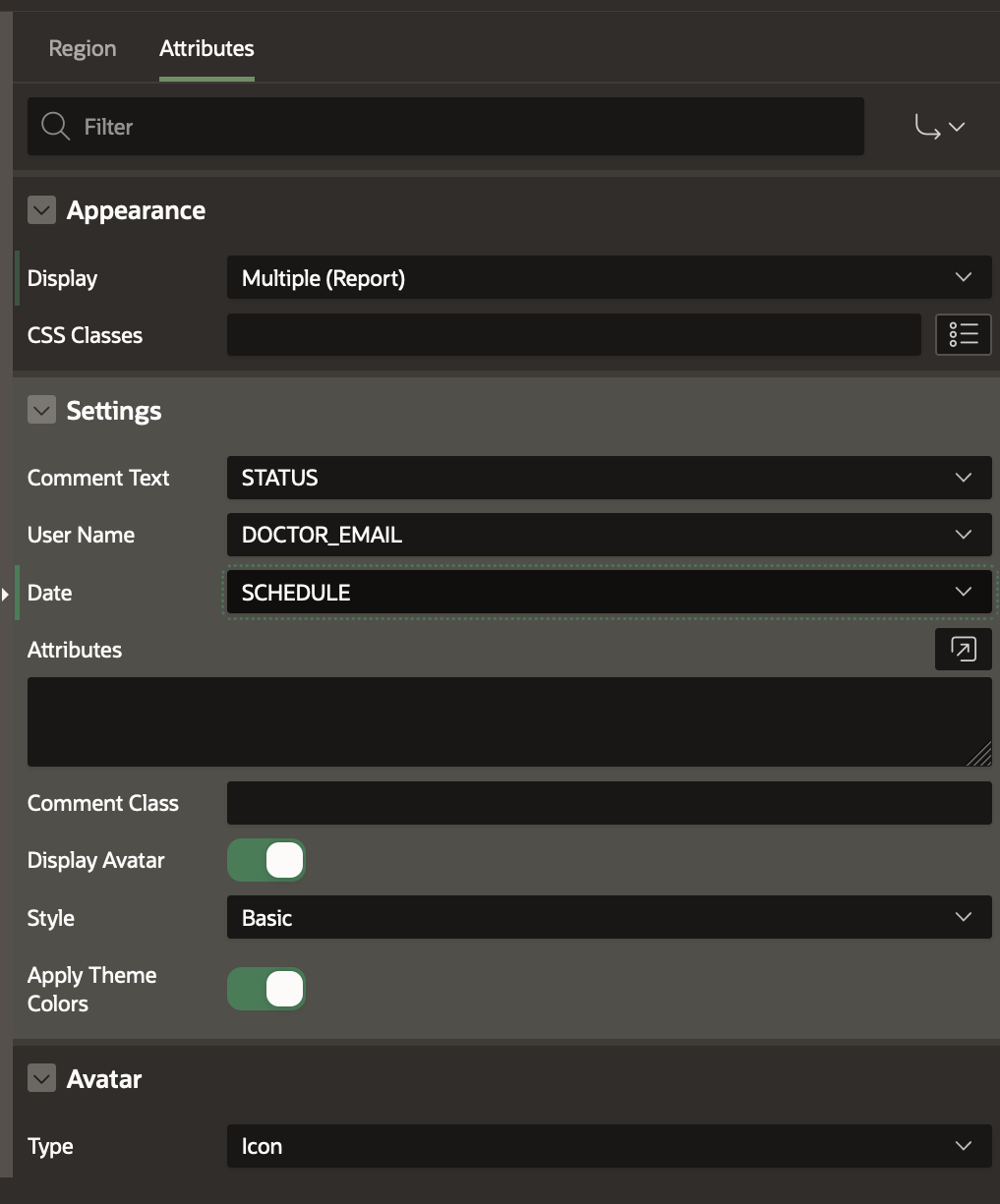 Comments Template Attributes