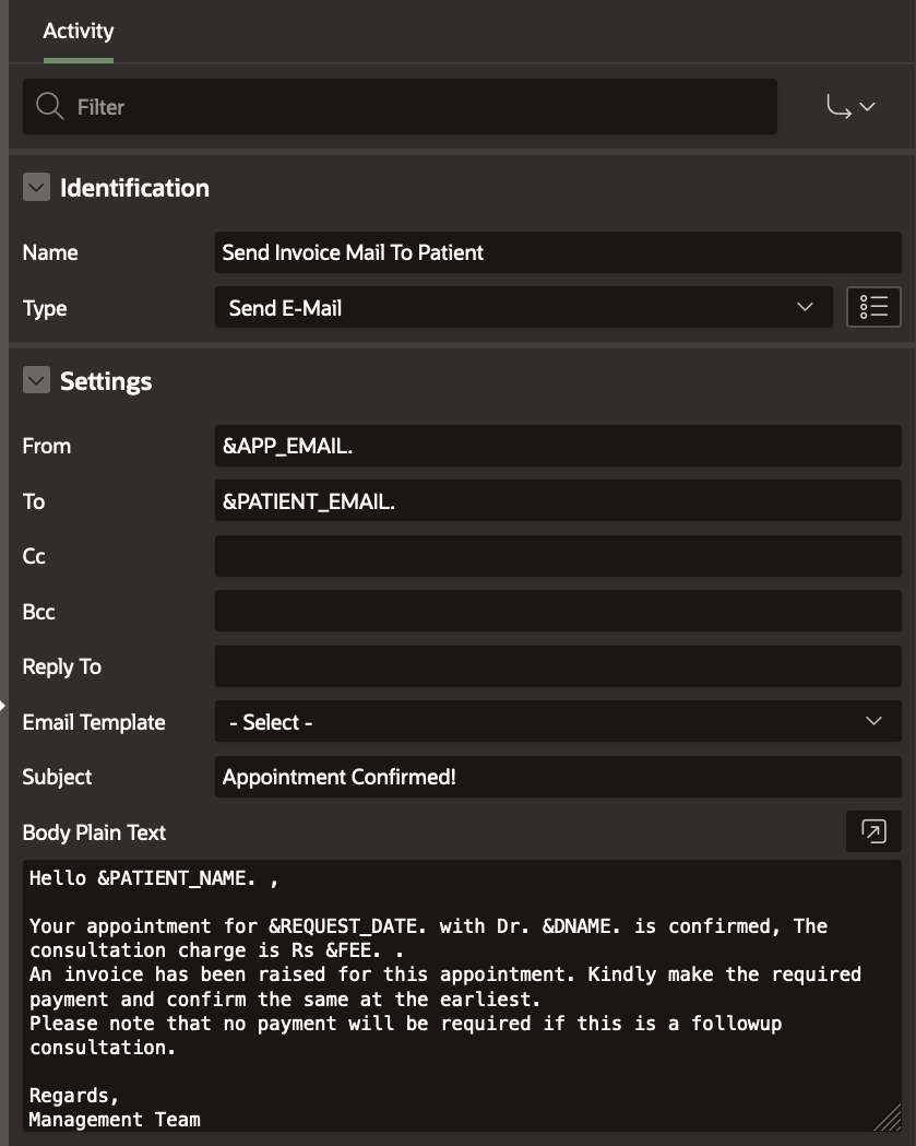 Invoice Email Settings