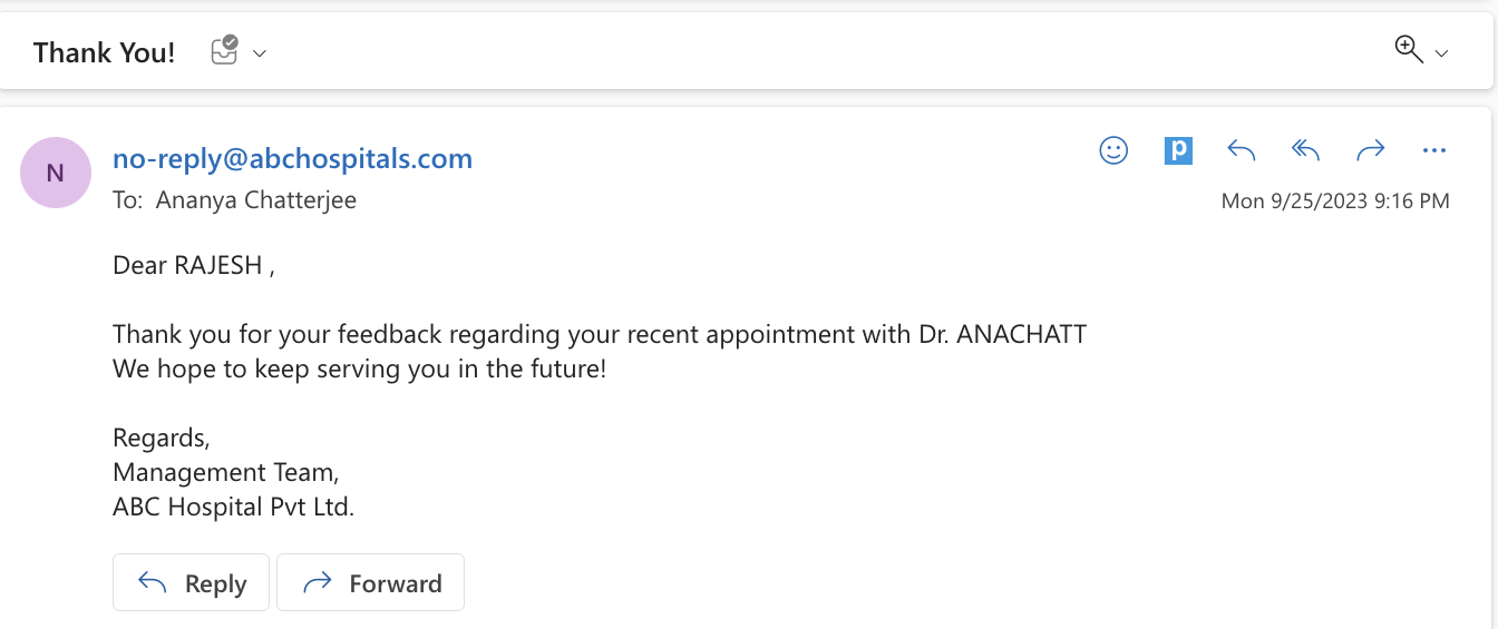 Thank you email
