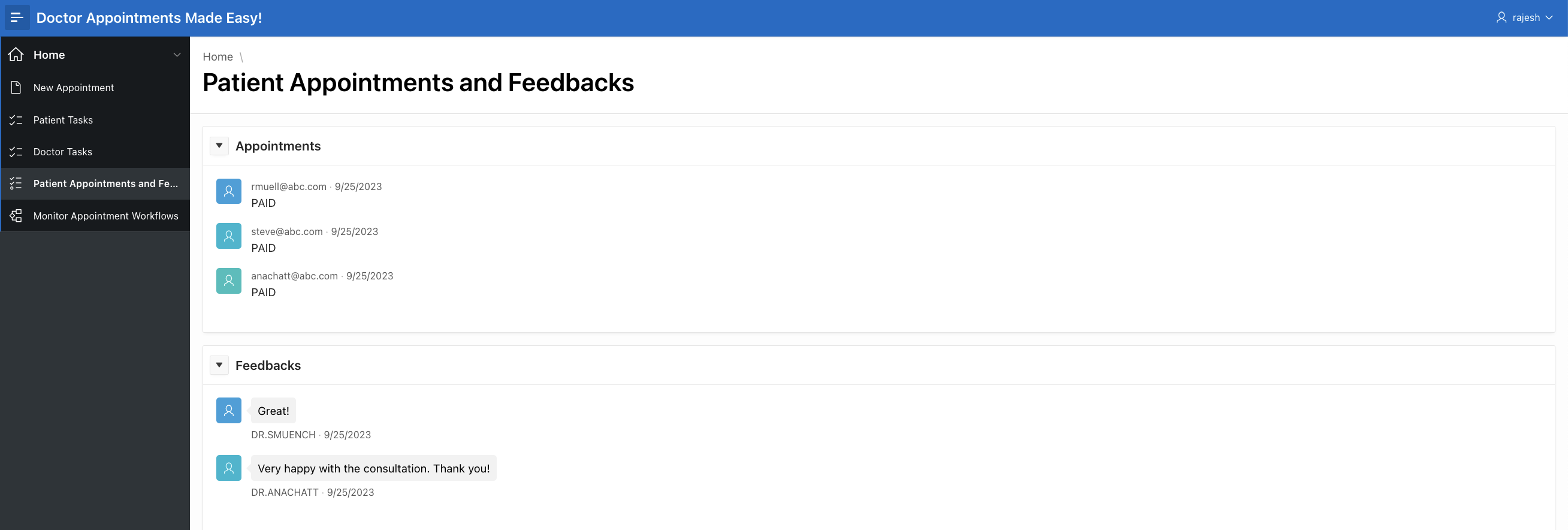 Patient Feedback report