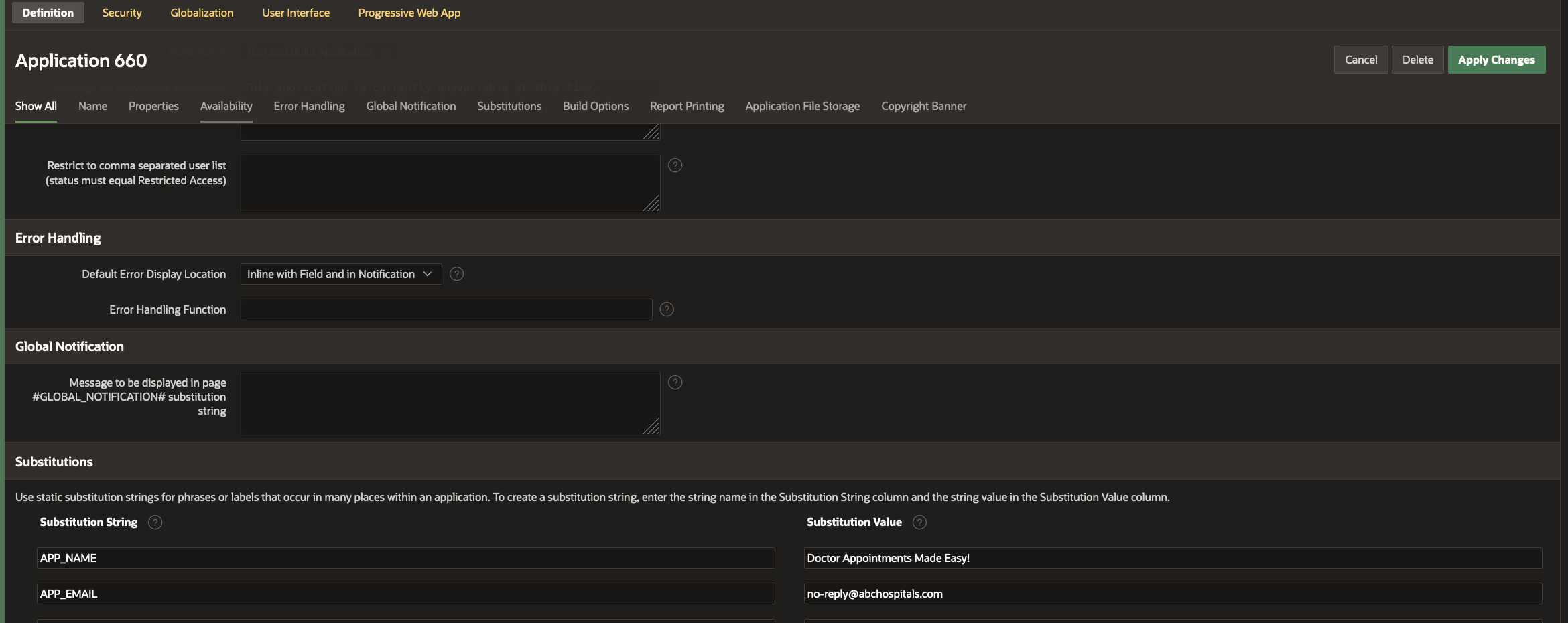 APP_EMAIL settings